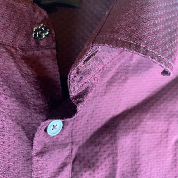 Ted Baker Men's Layer Long Sleeve Maroon Button Down Textured Shirt Size 5 9263 - Picture 3 of 9
